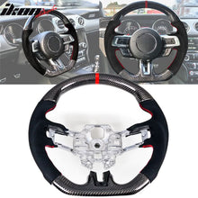 Load image into Gallery viewer, 2018-2023 Ford Mustang V1 Steering Wheel w/ Red Stitching Carbon Fiber