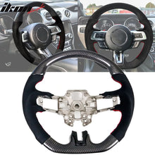 Load image into Gallery viewer, 2018-2023 Ford Mustang V1 Steering Wheel w/ Red Stitching Carbon Fiber