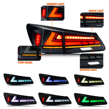 Load image into Gallery viewer, Lexus IS250 / IS350 / IS-F 2IS LED RGB Tail Light Assembly with Sequential Turn Signal &amp; Start-Up Animation 2006 - 2013 (Left &amp; Right / Pair)