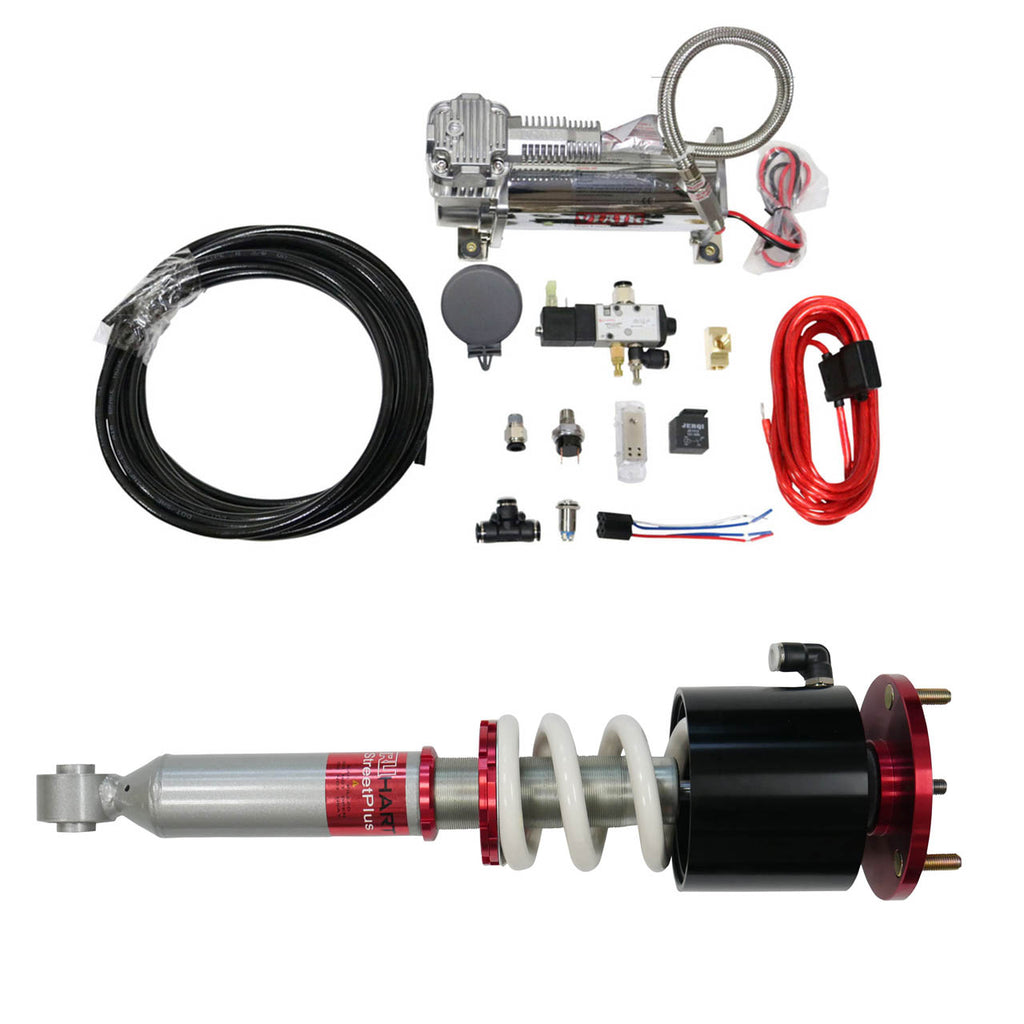 TruHart StreetPlus Coilovers w/ Front Air Cups Plus Gold Tankless Control System For 10-13 Mazda 3 12-18 Ford Focus 13-18 Ford C-Max FWD