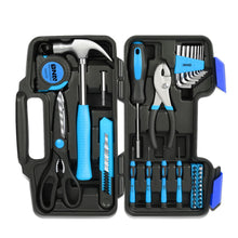 Load image into Gallery viewer, 39-Piece Tool Set Box Black Blue Automotive Kit