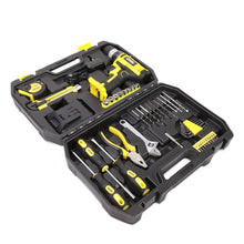 Load image into Gallery viewer, 46-Piece Tool Set with Cordless Drill - Black/Yellow
