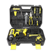 Load image into Gallery viewer, 46-Piece Tool Set with Cordless Drill - Black/Yellow