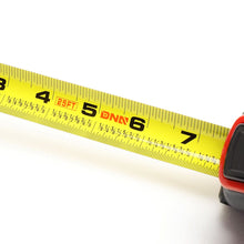 Load image into Gallery viewer, DNA Logo 25FT Measuring Tape - Push Button Black/Red
