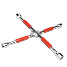 Load image into Gallery viewer, 4-Way Cross Lug Wrench - Chrome Vanadium Steel - 16" - Red/Silver
