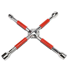 Load image into Gallery viewer, 4-Way Cross Lug Wrench - Chrome Vanadium Steel - 16" - Red/Silver