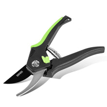 Load image into Gallery viewer, DNA Logo Bypass Garden Pruner 8 Inch Metallic Black Green