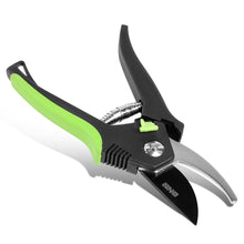 Load image into Gallery viewer, DNA Logo Bypass Garden Pruner 8 Inch Metallic Black Green