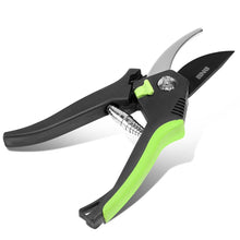 Load image into Gallery viewer, DNA Logo Bypass Garden Pruner 8 Inch Metallic Black Green