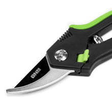Load image into Gallery viewer, DNA Logo Bypass Garden Pruner 8 Inch Metallic Black Green