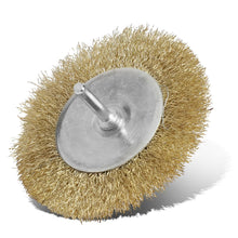 Load image into Gallery viewer, DNA Logo Wire Wheel 4 inch OD 1/4 inch Shank Metallic Brass
