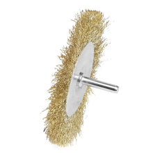 Load image into Gallery viewer, DNA Logo Wire Wheel 4 inch OD 1/4 inch Shank Metallic Brass