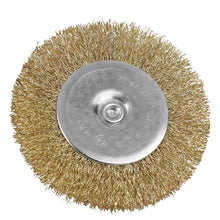 Load image into Gallery viewer, DNA Logo Wire Wheel 4 inch OD 1/4 inch Shank Metallic Brass