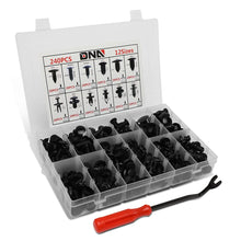 Load image into Gallery viewer, 240pc Plastic Clips Kit w/ Removal Tool - 12 Sizes Black