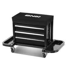 Load image into Gallery viewer, 3 Drawer Rolling Mechanics Seat - Black