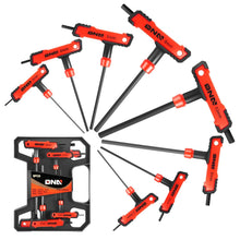 Load image into Gallery viewer, T-Type Hex Key Set with Flat Head 2-10mm Red 8 Piece Plastic Box