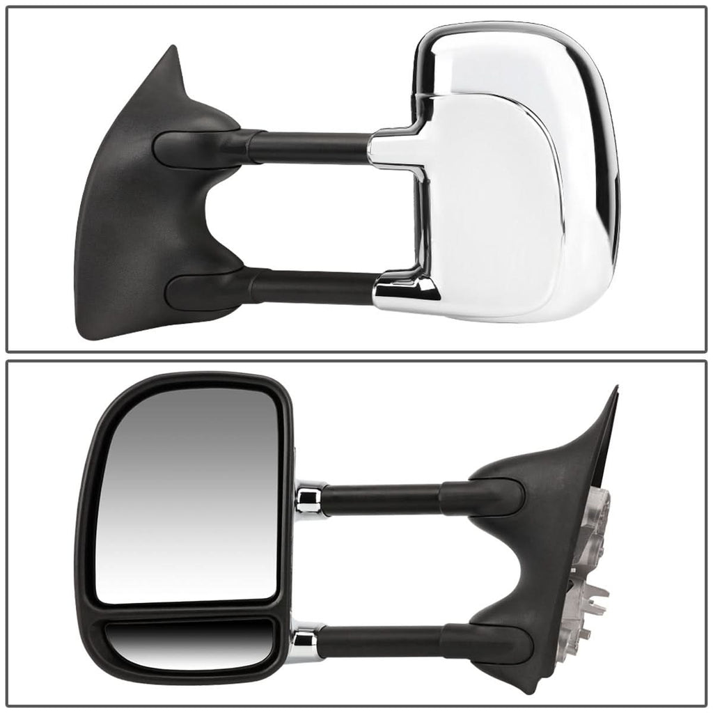 99-07 Ford F-250 F-350 F-450 F-550 Manual Towing Mirrors Chrome Pair