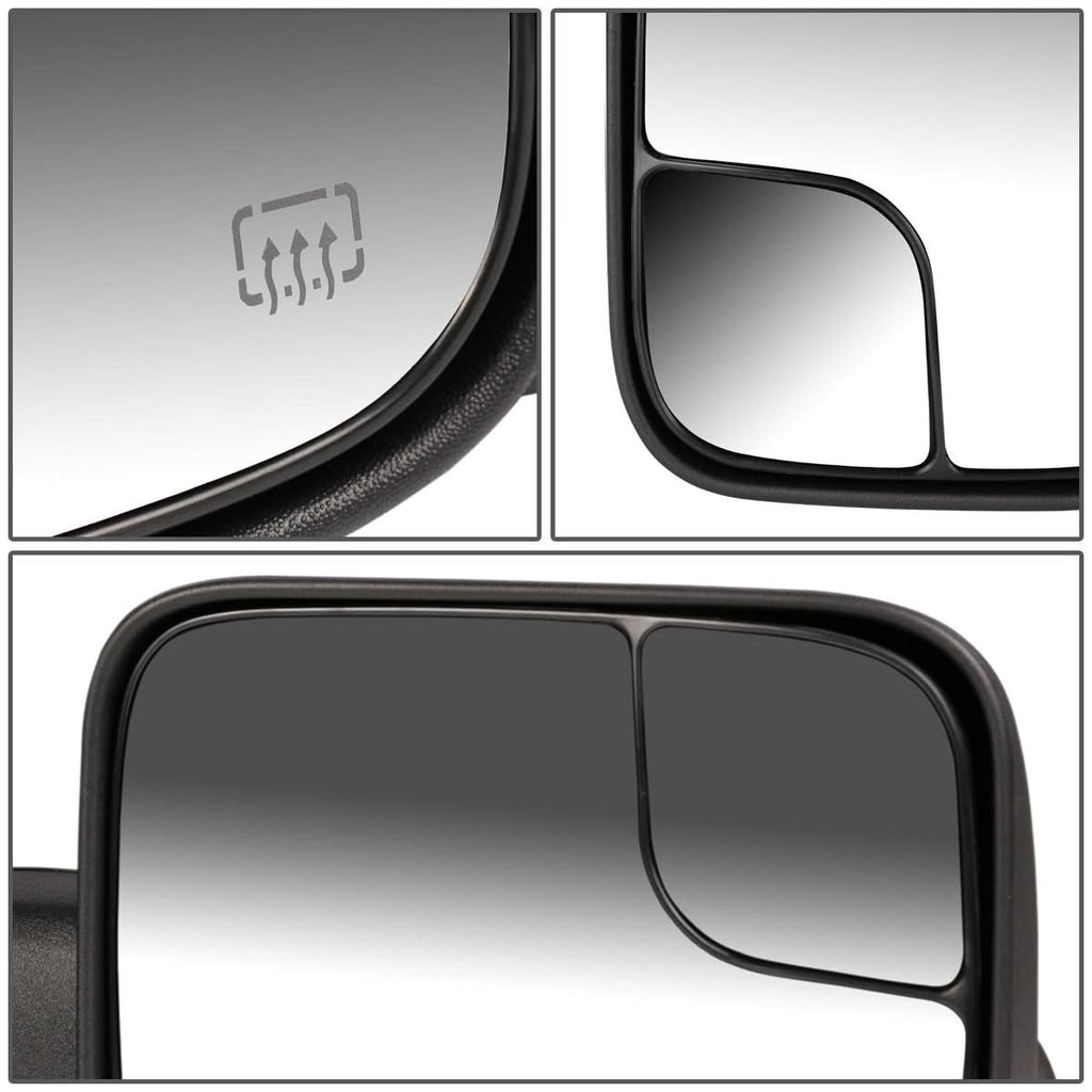 02-09 Dodge Ram Towing Mirrors Pair Powered Heated Smoke Signal Black