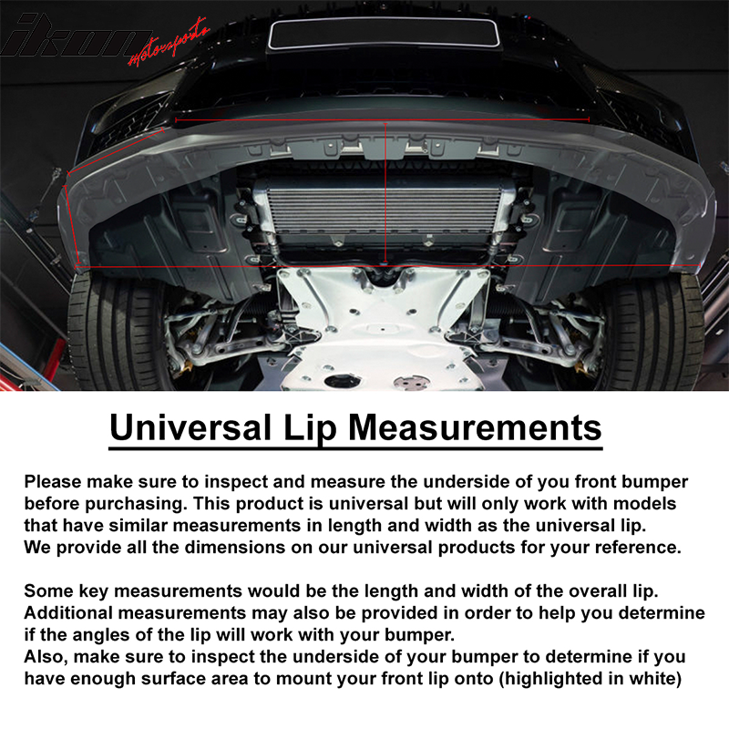 Universal 26"x8" Ikon Style Front Rear Bumper Side Skirt Extensions
