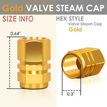 Load image into Gallery viewer, Hex Style Gold Valve Caps with Mid Cut Outs