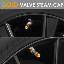 Load image into Gallery viewer, Hex Style Gold Valve Caps with Mid Cut Outs