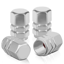 Load image into Gallery viewer, Hex Style Valve Caps with Mid Cut Outs - Silver