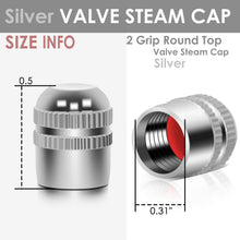 Load image into Gallery viewer, RT 162 Two Grip Round Top Silver Valve Caps