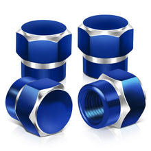 Load image into Gallery viewer, Hex Shaved Edges Blue Valve Caps - RT 181 Style
