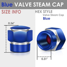 Load image into Gallery viewer, Hex Shaved Edges Blue Valve Caps - RT 181 Style