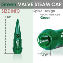 Load image into Gallery viewer, Spiked Lug Nut Style Valve Caps - 45mm Tall - Green