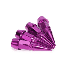 Load image into Gallery viewer, 45MM Spiked Lug Nut Style Valve Caps - Purple Polyurethane