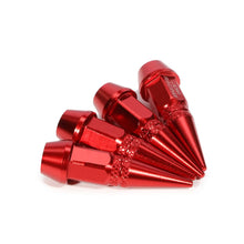 Load image into Gallery viewer, Spiked Lug Nut Style Valve Caps - 45mm Tall Red