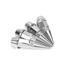 Load image into Gallery viewer, Spiked Lug Nut Style Valve Caps - 45MM / 1.75" Tall - Silver