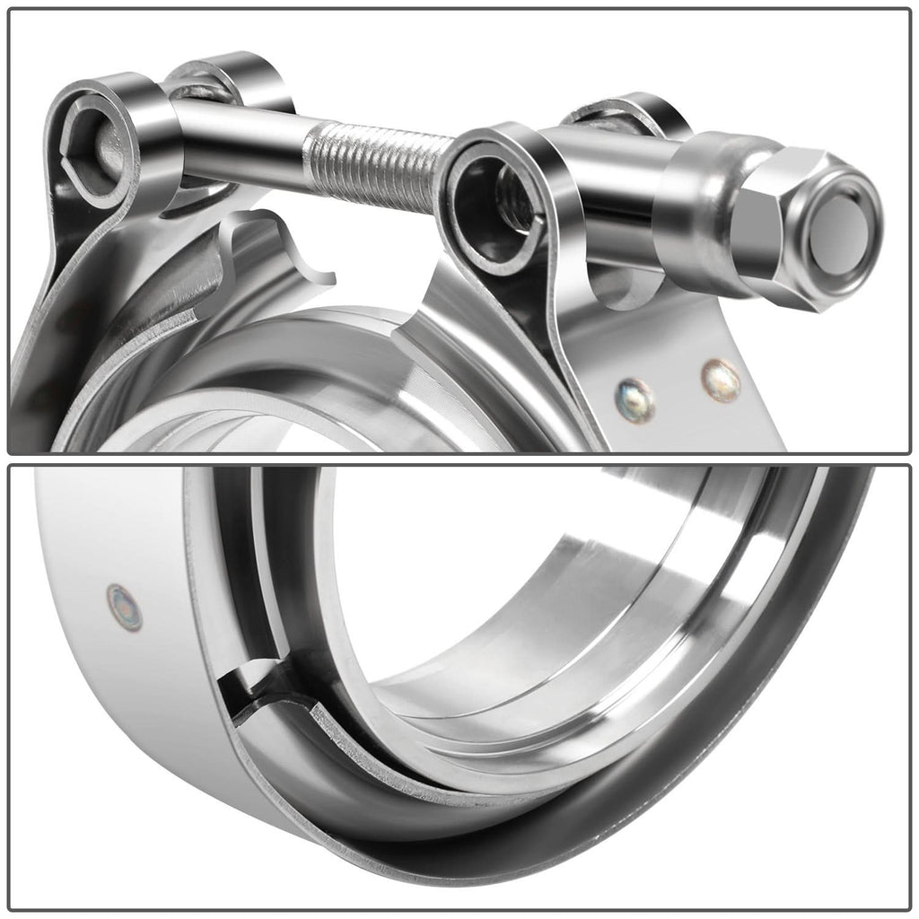 3" V-Band Clamp Set Stainless Steel Exhaust Flanges 2-Piece Kit