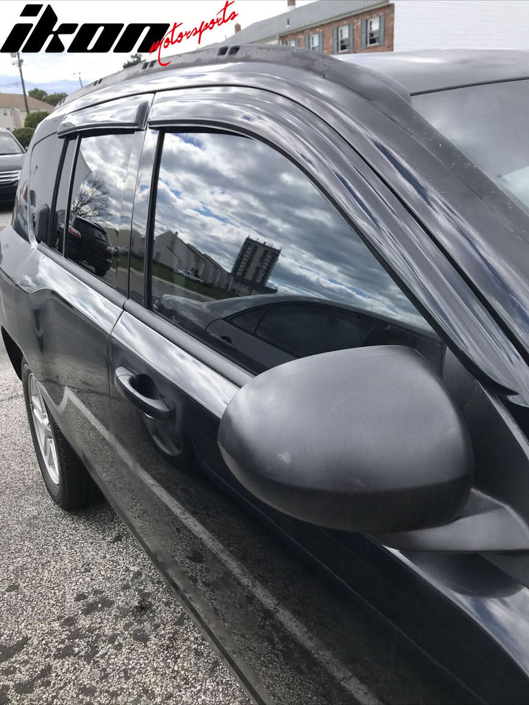 2007-2017 Jeep Compass Side Visor Window Sun Vent Rain Guards Acrylic