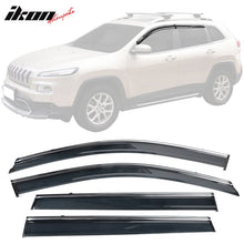 Load image into Gallery viewer, 2014-2023 Jeep Cherokee Tape On Smoke w/ Chrome Trim Window Visors PC