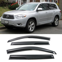 Load image into Gallery viewer, 2008-2013 Toyota Highlander Acrylic 4PC Window Visors Tape On Guard