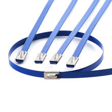 Load image into Gallery viewer, Zip Tie Kit for Heat Wrap - Stainless Steel - 12" 5mm - 5pc Blue