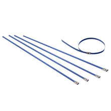 Load image into Gallery viewer, Zip Tie Kit for Heat Wrap - Stainless Steel - 12" 5mm - 5pc Blue