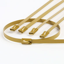 Load image into Gallery viewer, Zip Tie Kit for Heat Wrap - Stainless Steel - 12" Length - 5mm Width - 5 Piece - Gold