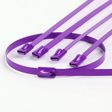 Load image into Gallery viewer, Zip Tie Kit for Heat Wrap - Stainless Steel - 12" - 5mm - 5pc - Purple