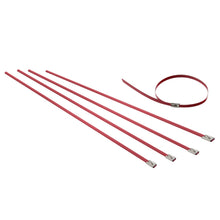 Load image into Gallery viewer, Zip Tie Kit for Heat Wrap Stainless Steel 12" 5mm Red 5PC
