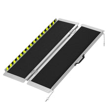 Load image into Gallery viewer, Aluminum Wheelchair Ramp 29" W x 4' L x 2" H Extended - Metallic/Black