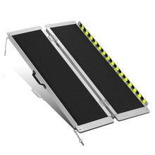 Load image into Gallery viewer, Aluminum Wheelchair Ramp 29" W x 4' L x 2" H Extended - Metallic/Black
