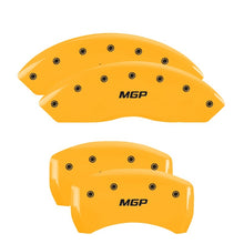 Load image into Gallery viewer, MGP 4 Caliper Covers Engraved Front &amp; Rear MGP Yellow Finish Black Char 2005 GMC Envoy XL