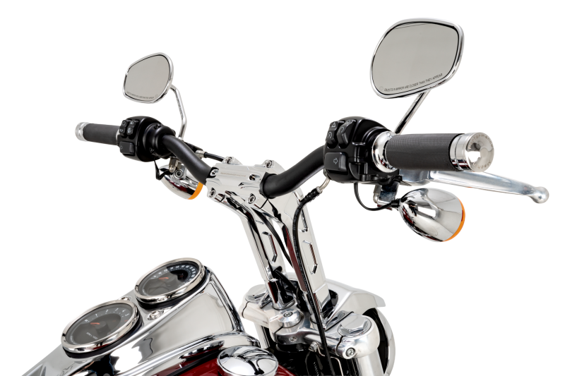 Performance Machine Phatbar H-Bar Assy, 9in Riser, 1-1/4in Bar, Int Wire, Gauge Mnt - Chrome
