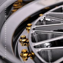 Load image into Gallery viewer, 17x8.5 In Platinum Chrome Hayame Performance Wheel Rims Gold Accent