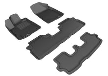 Load image into Gallery viewer, 3D MAXpider 2008-2013 Toyota Highlander Hybrid Kagu 1st &amp; 2nd &amp; 3rd Row Floormats - Black