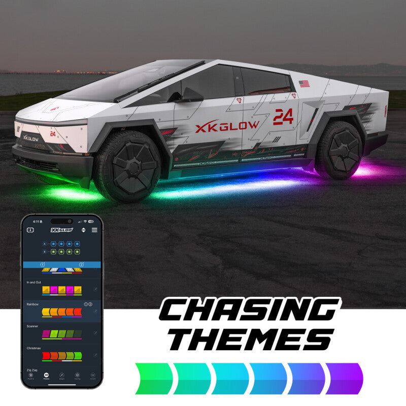 XK Glow Tesla Cybertruck XKMax LED Underglow Light Kit w/ RGBW Chasing Lights