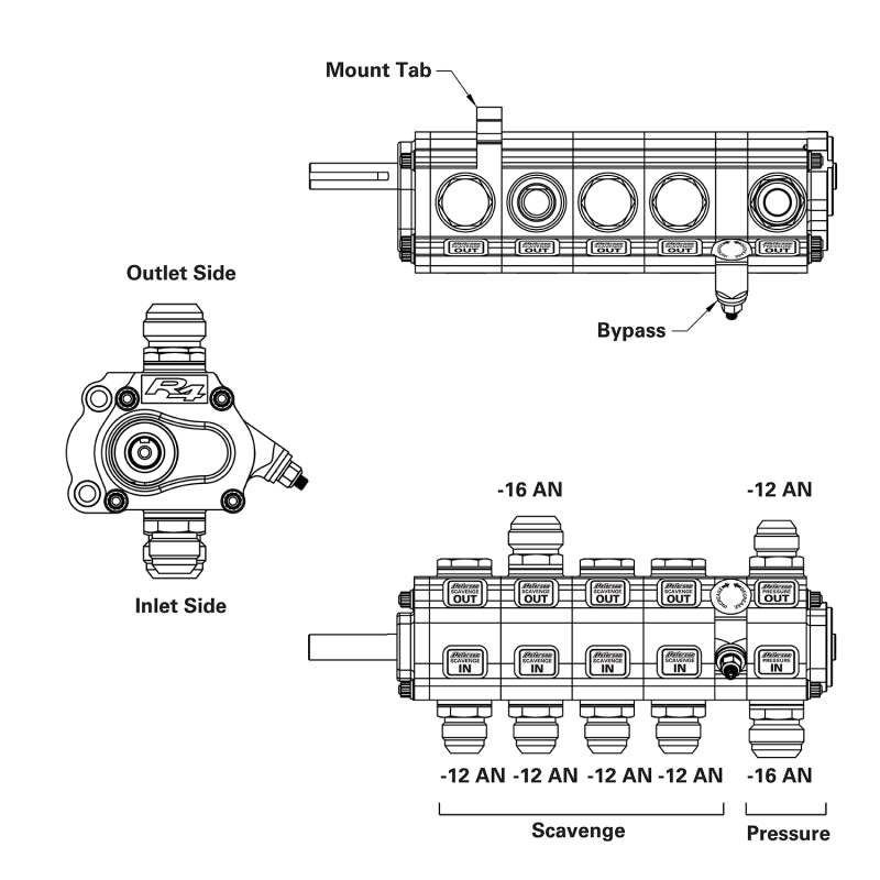 Peterson Fluid Systems R4 5-Stage Oil Pump - Left Side Mount - HV - Rear Drive Drag